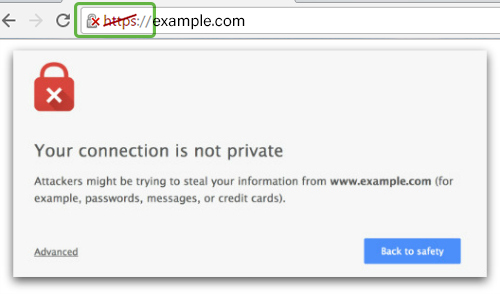 A not secure warning for a non-HTPPS Site