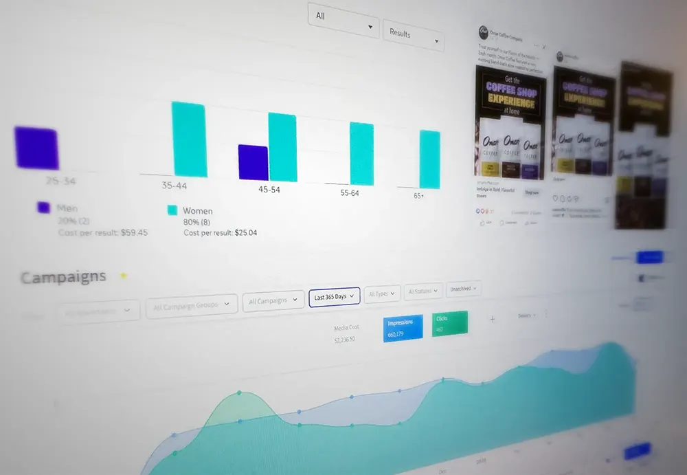 Performance reports for a digital ad campaign.