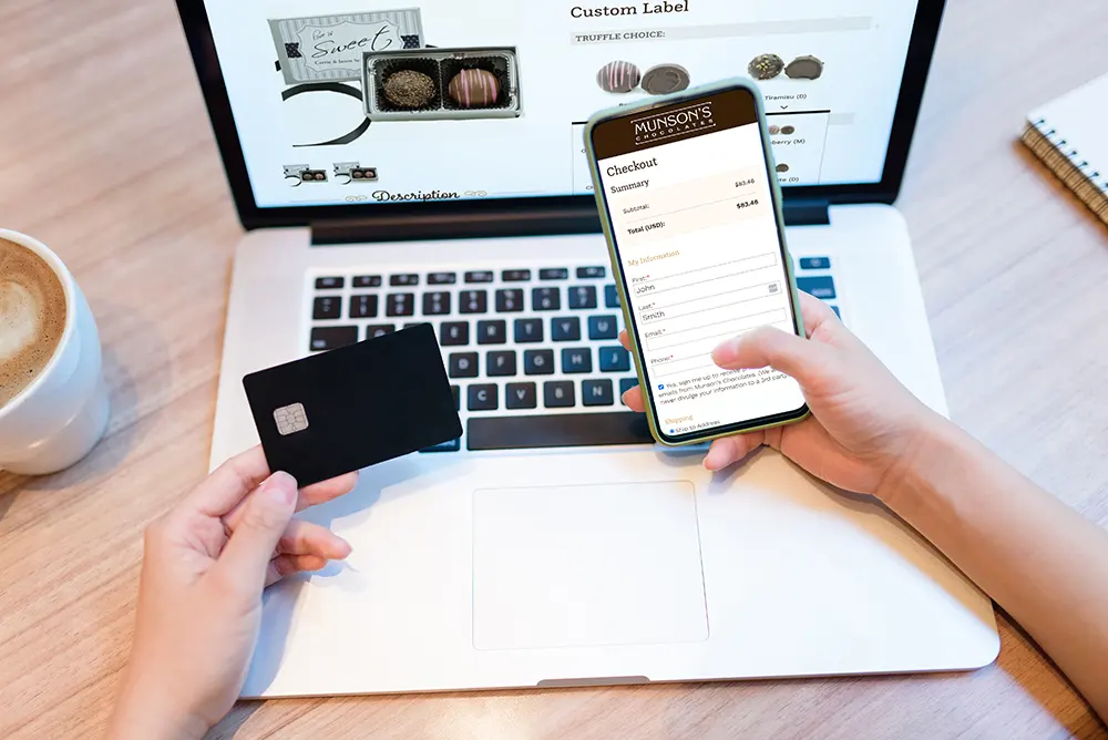 Person using their smartphone to place an order on an ecommerce website.