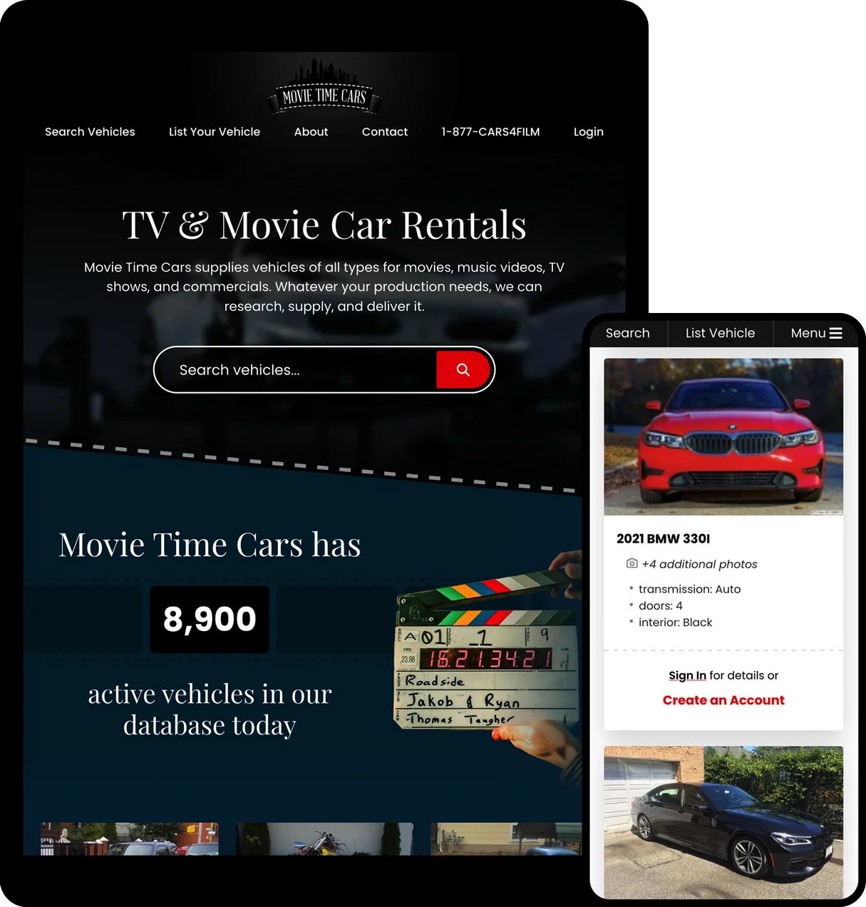 Movie Time Cars Website Design