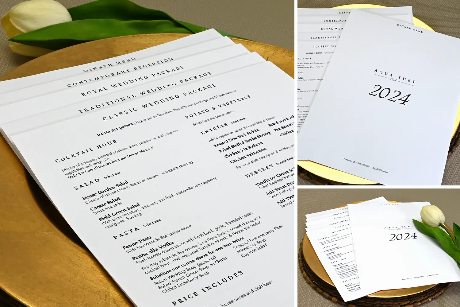 Aqua Turf Club Menus