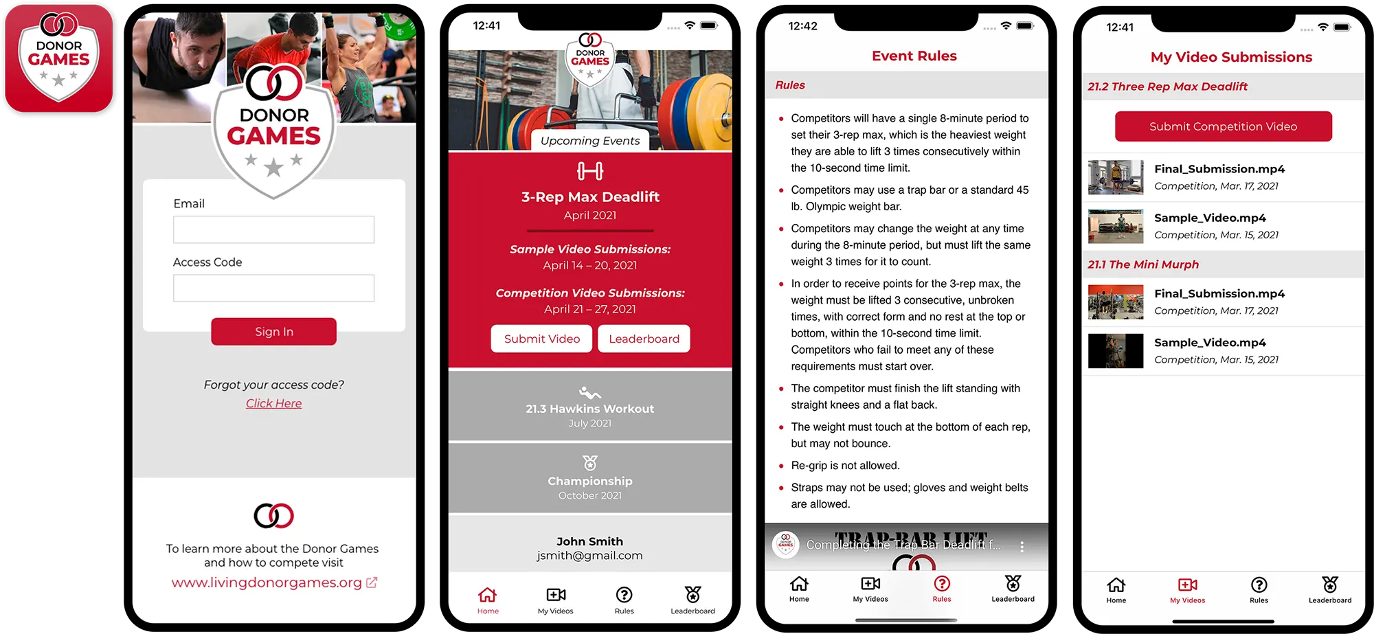 Donor Games App Design