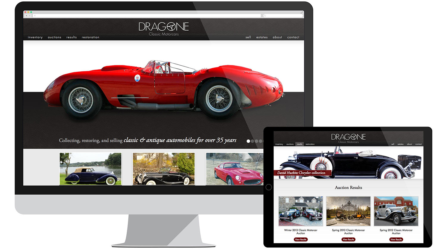 Web design for Dragone Classic Motorcars