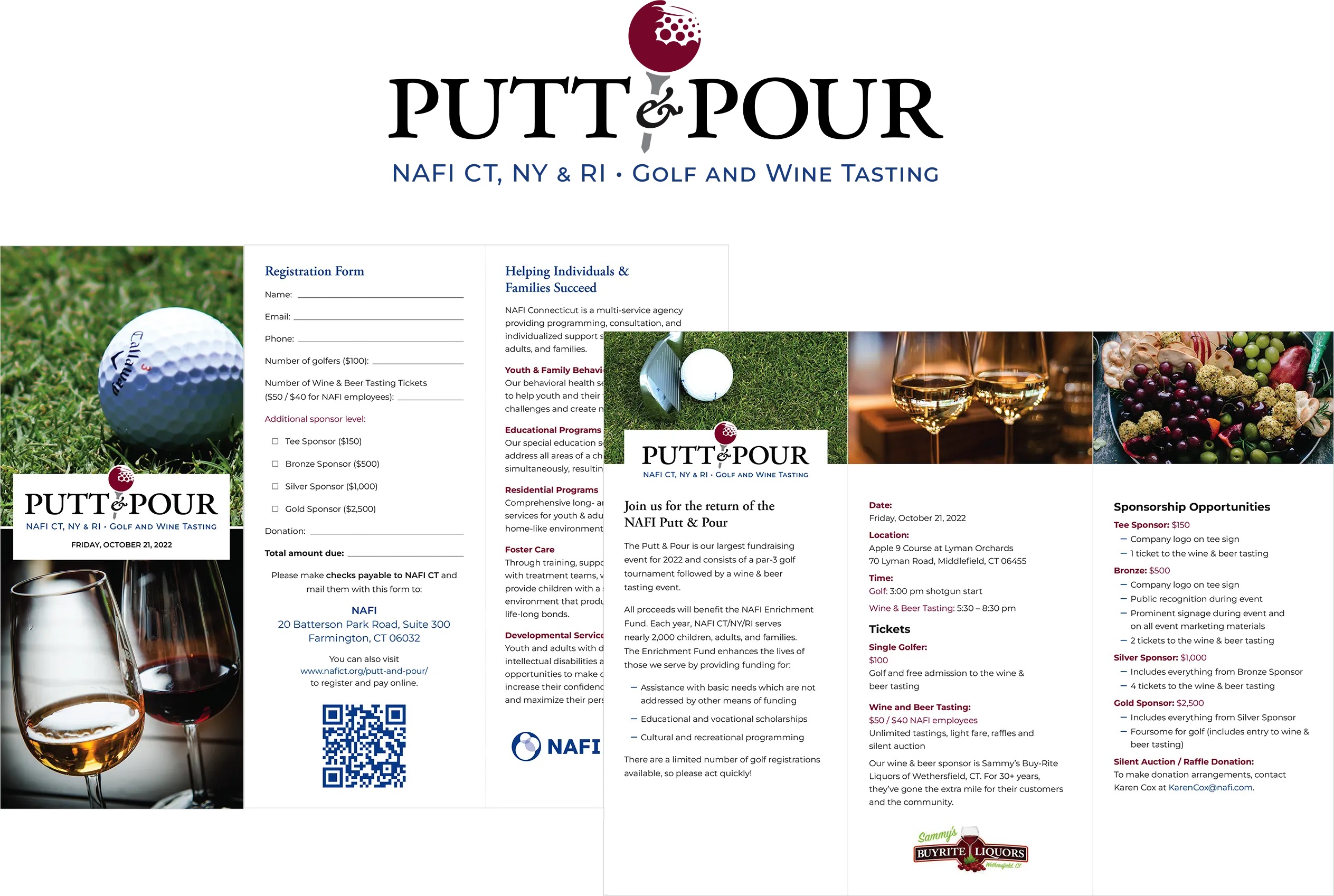 North American Family Institute (NAFI) Putt & Pour Logo and Brochure