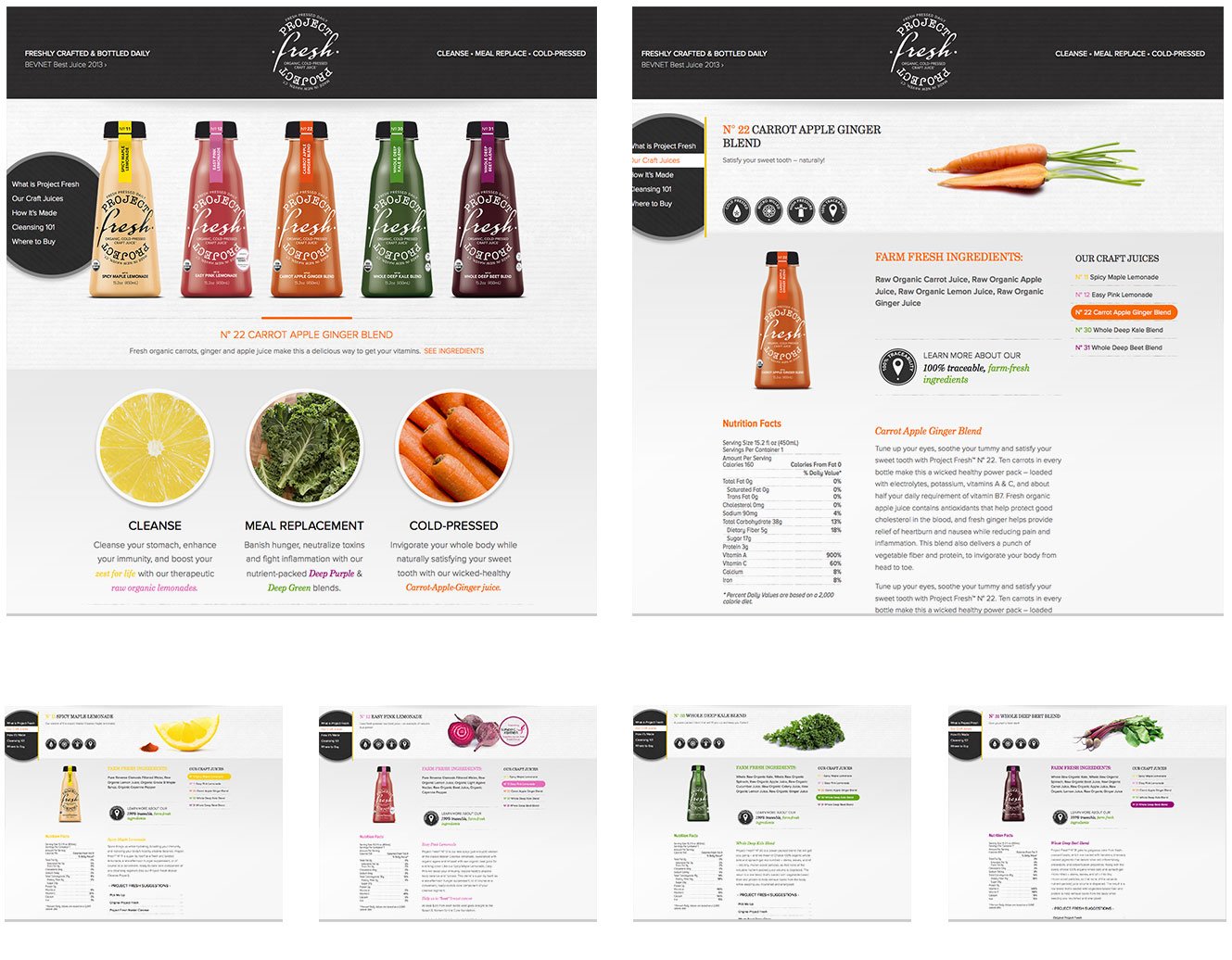 Custom web page designs for Project Fresh