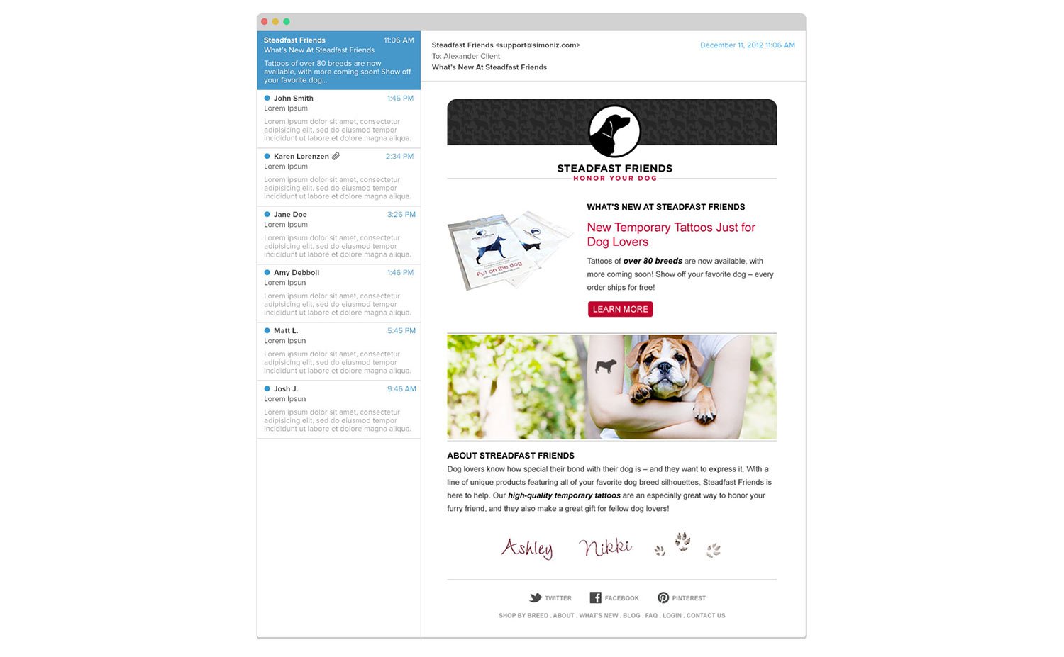 Email marketing for Steadfast Friends
