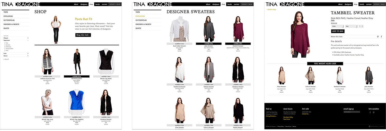Custom eCommerce for Tina Dragone