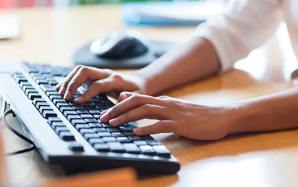 Web Developer coding at their desk