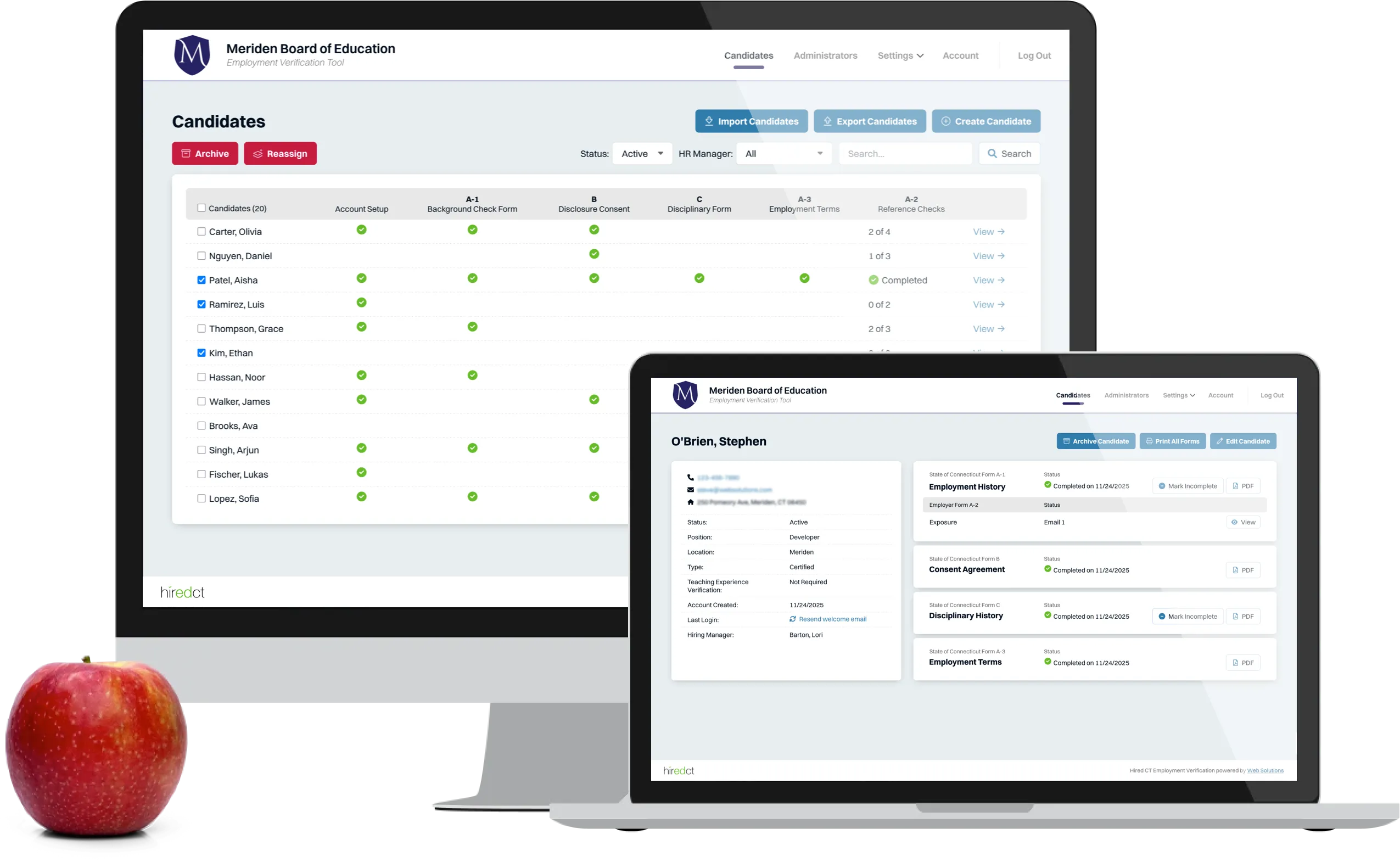 Hired CT app screens