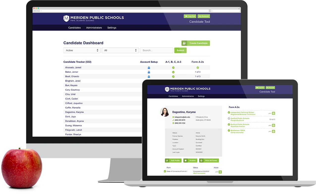 Hired CT app screens